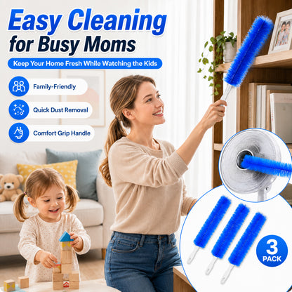 💨✨ Flexible Microfiber Fan & Blind Cleaning Brush ✨ Bendable Dust Cleaner for Ceiling Fans, Window Blinds, Air Vents, Shutters & Hard-to-Reach Areas 🧹 Reusable Household Cleaning Tool