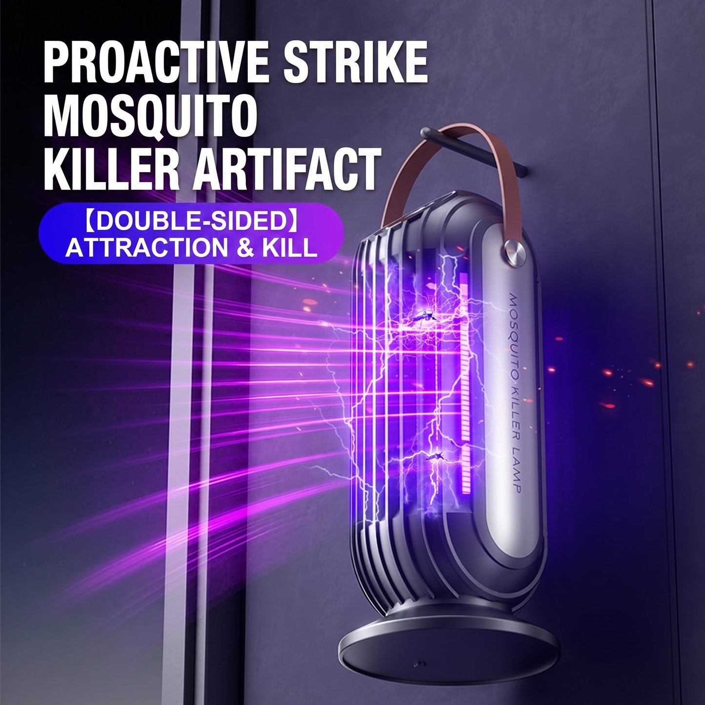 ⏳Portable Dual-Sided UV Mosquito Killer Lamp with CO₂ Attraction, 4000mAh Rechargeable Battery, USB Type-C Charging, Dusk-to-Dawn Sensor for Indoor & Outdoor Use, Patios, Bedrooms and Camping🦟🌙✨
