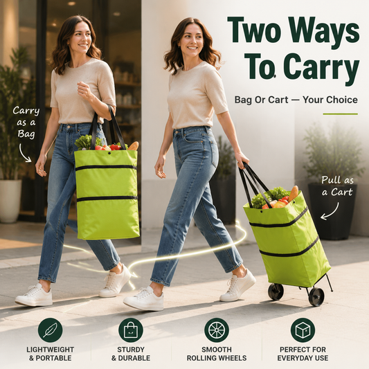 🛍️Foldable Shopping Trolley Bag with Wheels | Lightweight & Reusable