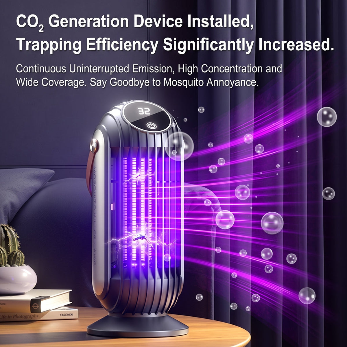 ⏳Portable Dual-Sided UV Mosquito Killer Lamp with CO₂ Attraction, 4000mAh Rechargeable Battery, USB Type-C Charging, Dusk-to-Dawn Sensor for Indoor & Outdoor Use, Patios, Bedrooms and Camping🦟🌙✨