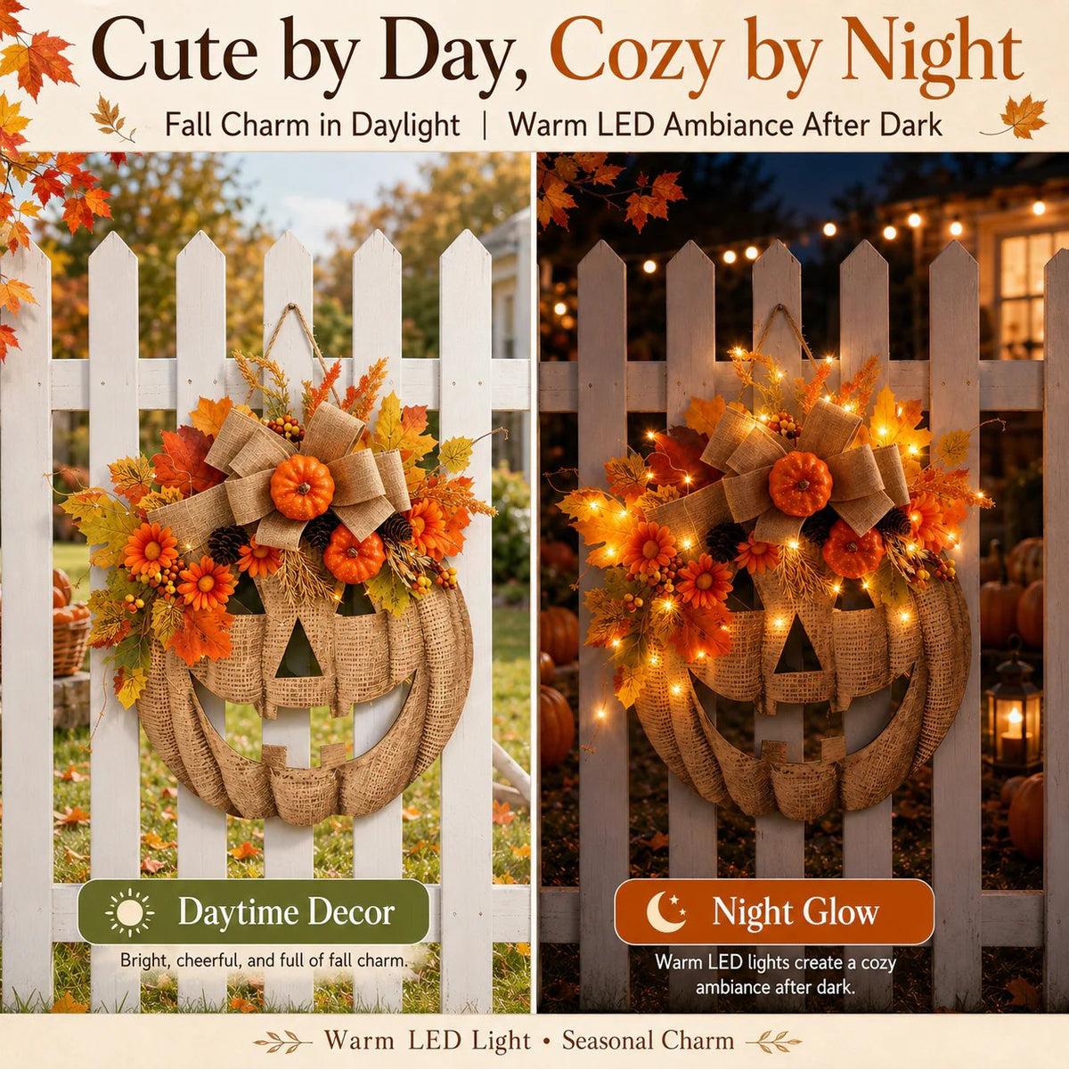 ✨ Lighted Burlap Pumpkin Wreath 🎃