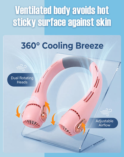 🎀2026 Portable Neck Fan,🍃💨 50% OFF! 360° rotating, 3 speeds. Hands‑free cooling,  4000mAh USB Rechargeable. 🌬️😎🌬️