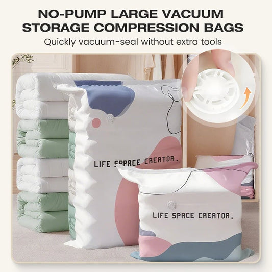 ✨✨2026 New No-Pump 3D Vacuum Storage Bags, Large Vacuum Storage Compression Bags for Clothes, Blankets, Bedding, Comforters