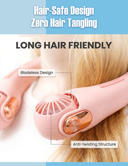 🎀2026 Portable Neck Fan,🍃💨 50% OFF! 360° rotating, 3 speeds. Hands‑free cooling,  4000mAh USB Rechargeable. 🌬️😎🌬️