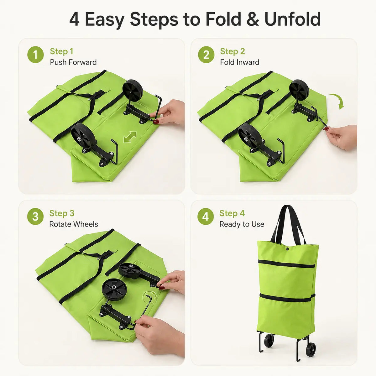 🛍️Foldable Shopping Trolley Bag with Wheels | Lightweight & Reusable