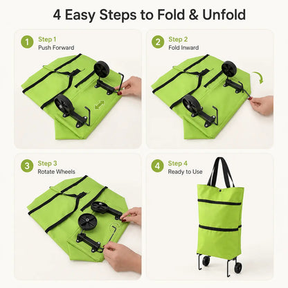 🛍️Foldable Shopping Trolley Bag with Wheels | Lightweight & Reusable