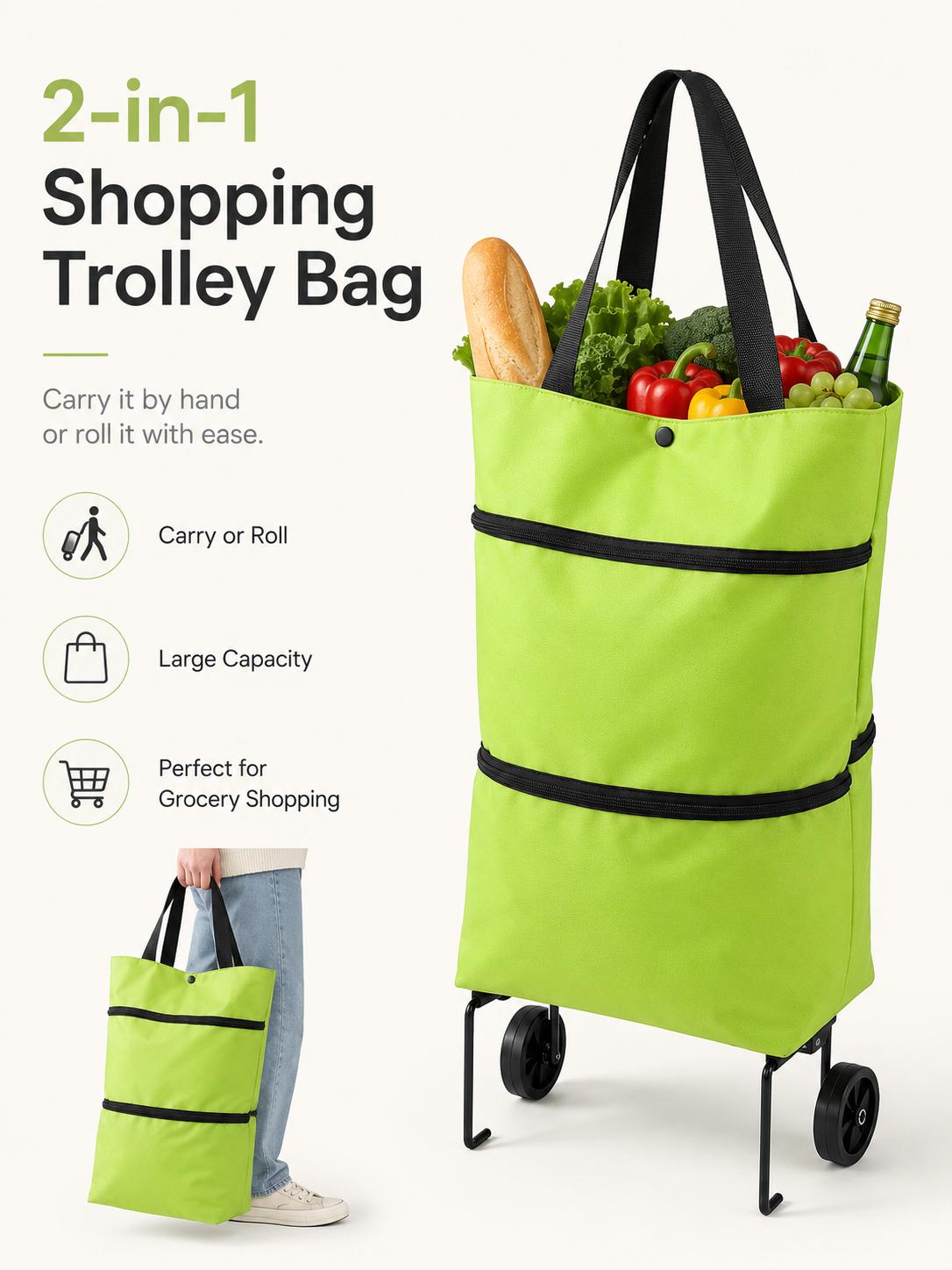🛍️Foldable Shopping Trolley Bag with Wheels | Lightweight & Reusable
