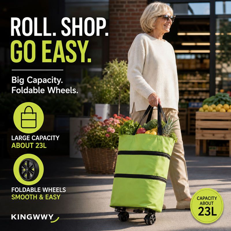 🛍️Foldable Shopping Trolley Bag with Wheels | Lightweight & Reusable