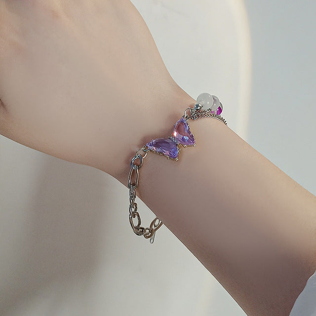 Japan Korea Star Moon Bracelet For Women Fashion Crystal Pearl Chain Jewelry