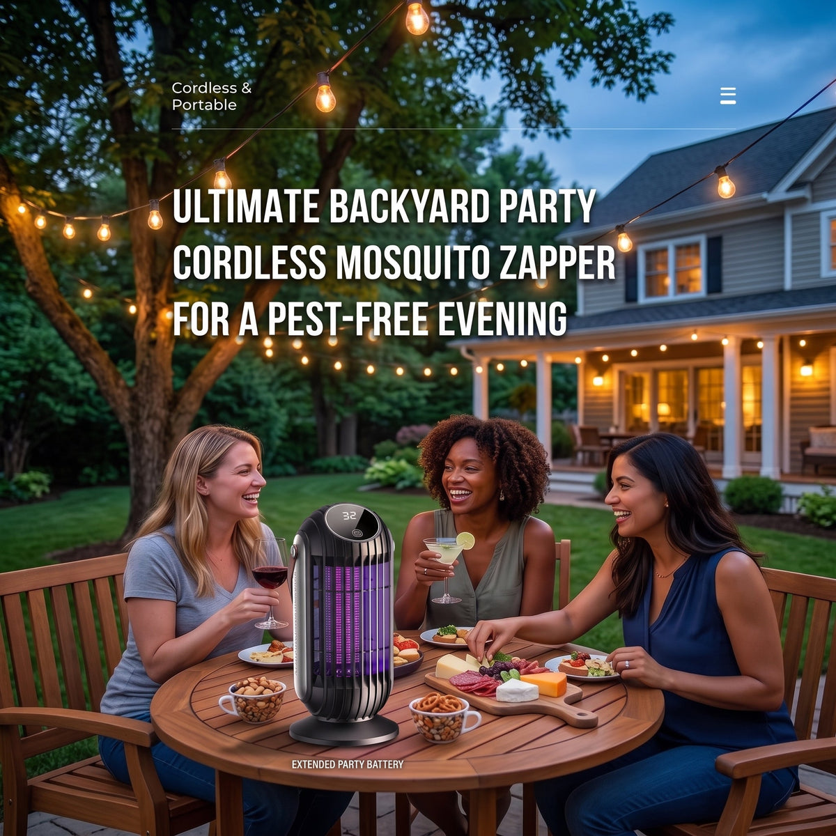 ⏳Portable Dual-Sided UV Mosquito Killer Lamp with CO₂ Attraction, 4000mAh Rechargeable Battery, USB Type-C Charging, Dusk-to-Dawn Sensor for Indoor & Outdoor Use, Patios, Bedrooms and Camping🦟🌙✨