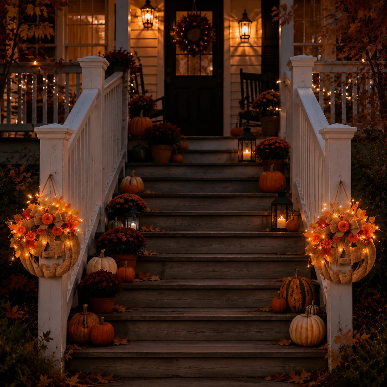 ✨ Lighted Burlap Pumpkin Wreath 🎃