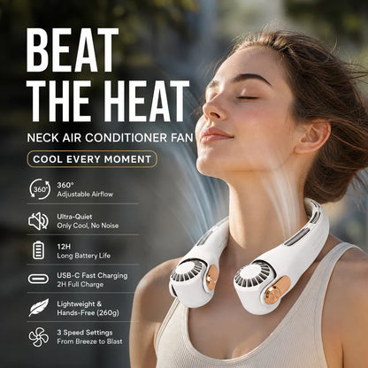 🎀2026 Portable Neck Fan,🍃💨 50% OFF! 360° rotating, 3 speeds. Hands‑free cooling,  4000mAh USB Rechargeable. 🌬️😎🌬️