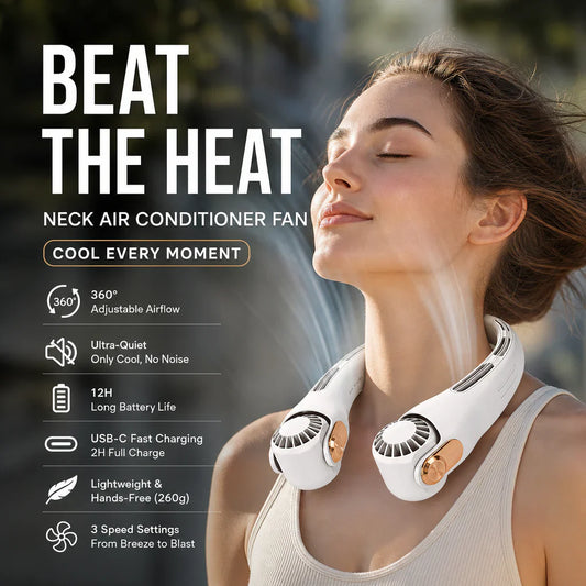 ⚽⚽2026 Portable Neck Fan,🍃💨 50% OFF! 360° rotating, 3 speeds. Hands‑free cooling,  4000mAh USB Rechargeable